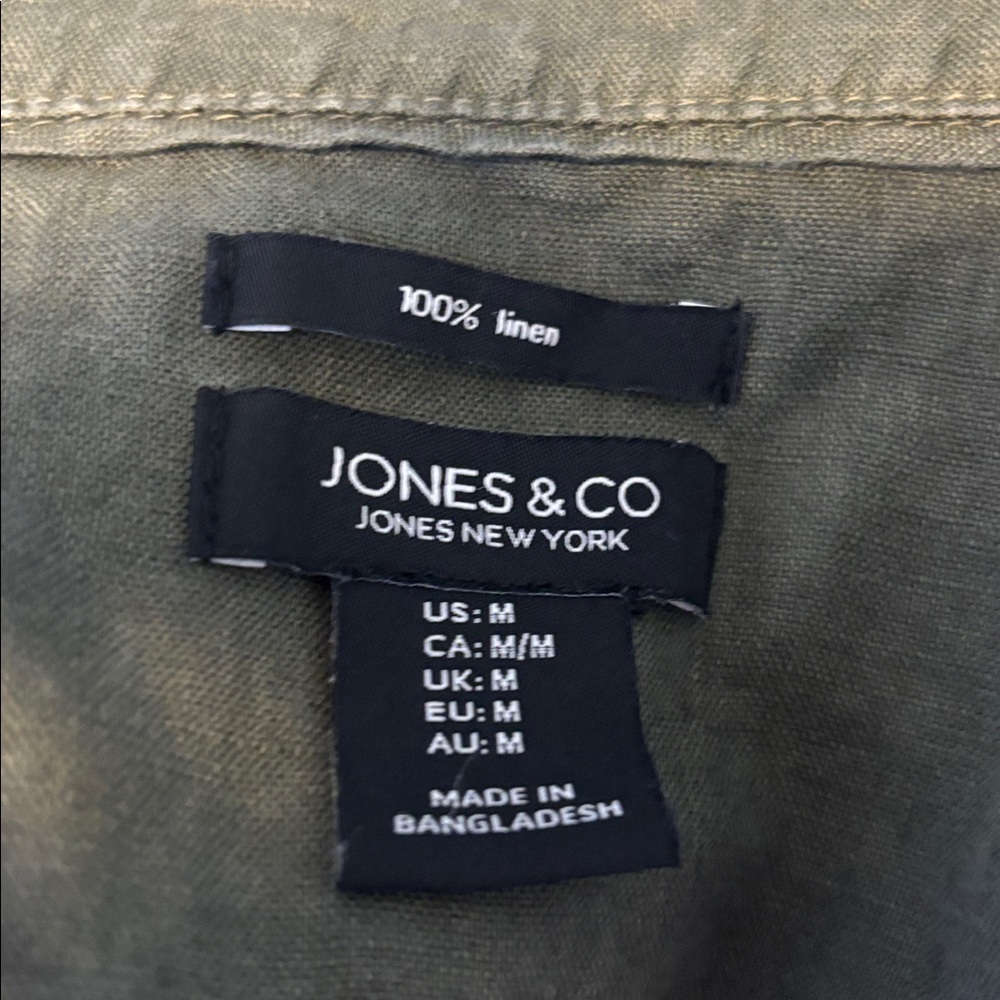 Jones & Co olive green linen jacket size medium - Picture 6 of 7